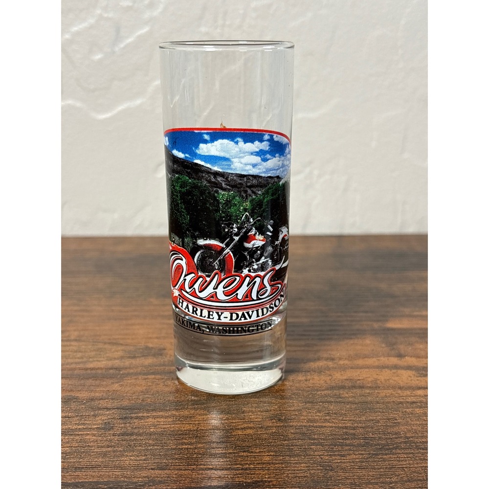 Harley-Davidson Owens Yakima Washington Tall Shot Glass Shooter Motorcycle